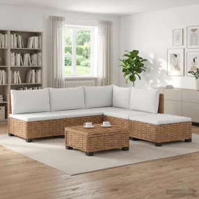   6 db Rattan Kerti Bútor Készlet Párnákkal GENDT Természetes