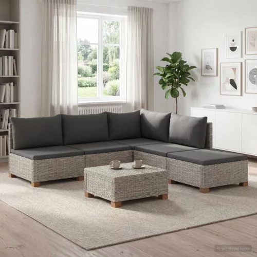 6 db Rattan Kerti Bútor Készlet Párnákkal GENDT Kubu Szürke