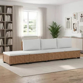   4 db Rattan Kerti Bútor Készlet Párnákkal GENDT Természetes