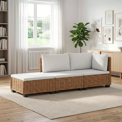 3 db Rattan társalgó szett párnákkal GENDT Természetes Rátta