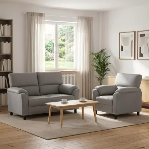 Kanapé Szett 2 pcs Világosszürke Bársony