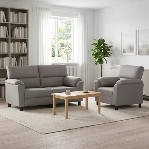 Kanapé Szett 2 pcs Világosszürke Bársony