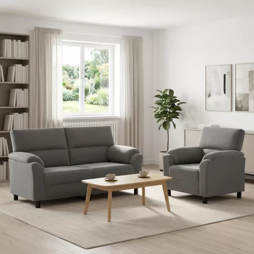 Kanapé Szett 2 pcs Sötétszürke Bársony