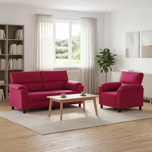 Kanapé Szett 2 pcs Bordó Bársony