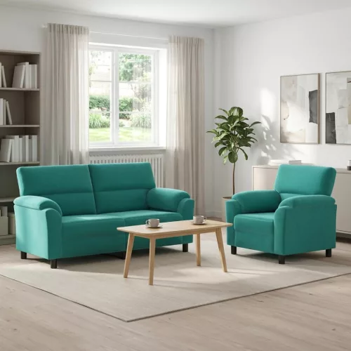 Kanapé Szett 2 pcs Türkiz Bársony