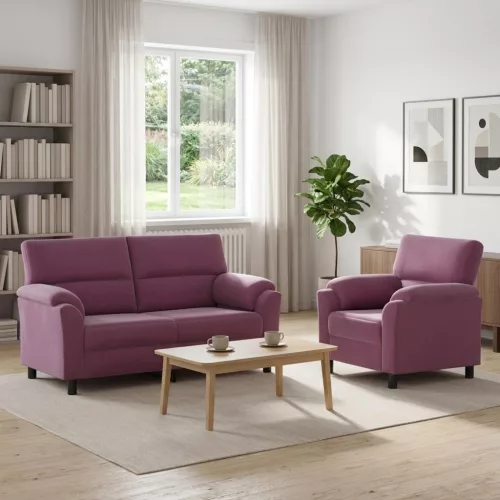 Kanapé Szett 2 pcs Lila Bársony