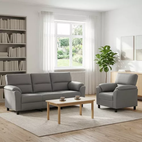 Kanapé Szett 2 pcs Világosszürke Bársony