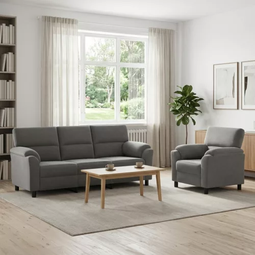 Kanapé Szett 2 pcs Sötétszürke Bársony