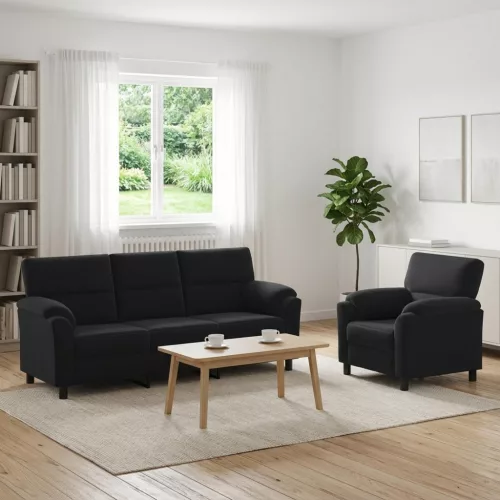 Kanapé Szett 2 pcs Fekete Bársony