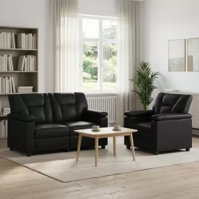 Kanapé Szett 2 pcs Fekete Műbőr