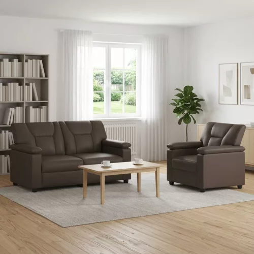 Kanapé Szett 2 pcs Szürke Műbőr