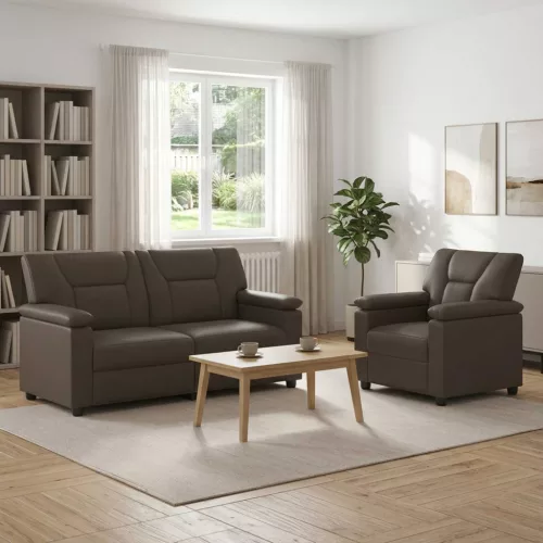 Kanapé Szett 2 pcs Szürke Műbőr