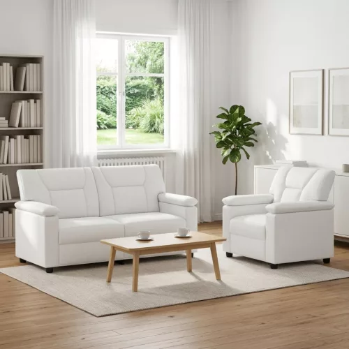 Kanapé Szett 2 pcs Fehér Műbőr