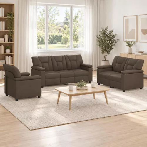 Kanapé Szett 3 pcs Szürke Műbőr