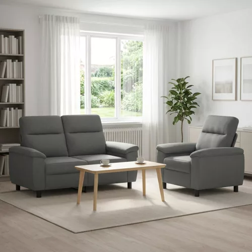 Kanapé Szett 2 pcs Sötétszürke Szövet
