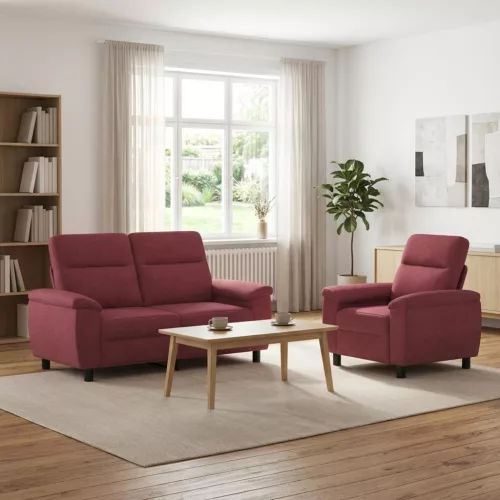 Kanapé Szett 2 pcs Bordó Szövet
