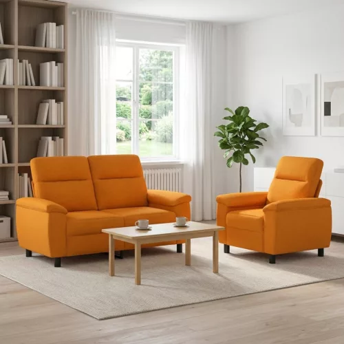 Kanapé Szett 2 pcs Sötét sárga Szövet
