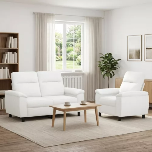 Kanapé Szett 2 pcs Fehér Szövet