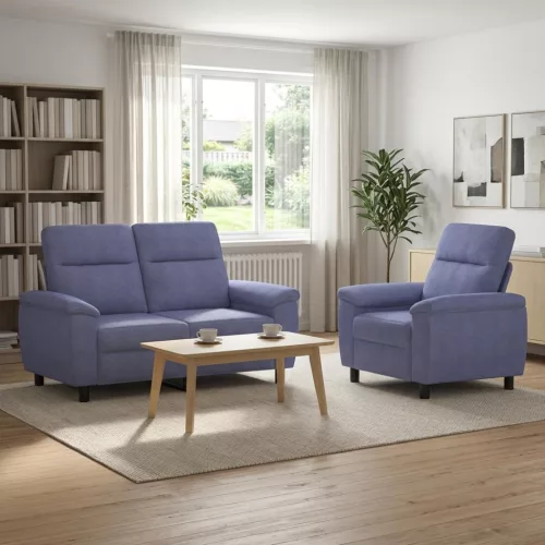 Kanapé Szett 2 pcs Farmerkék Szövet