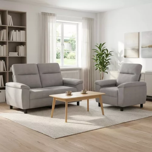 Kanapé Szett 2 pcs Felhőszürke Szövet