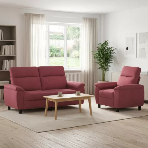 Kanapé Szett 2 pcs Bordó Szövet