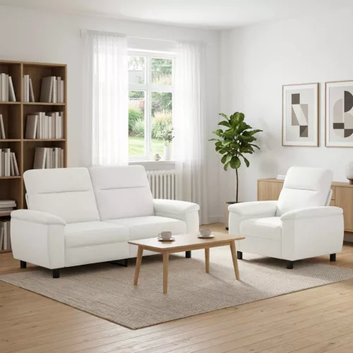 Kanapé Szett 2 pcs Fehér Szövet