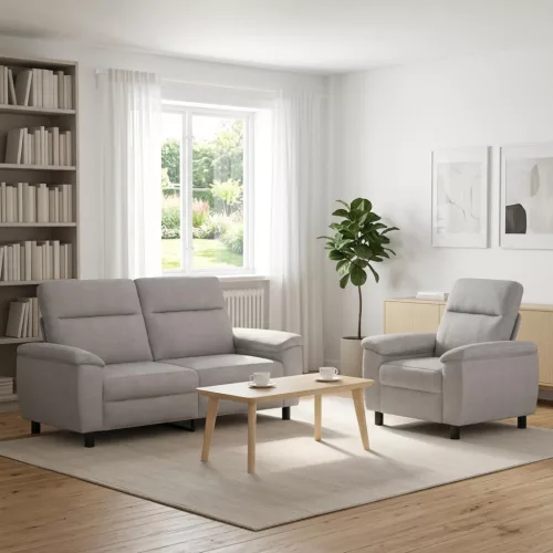 Kanapé Szett 2 pcs Felhőszürke Szövet