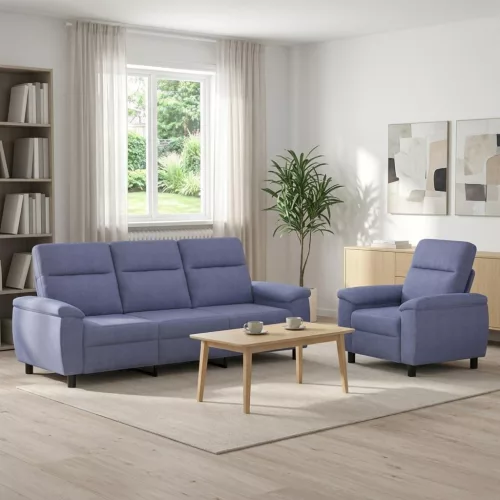 Kanapé Szett 2 pcs Farmerkék Szövet