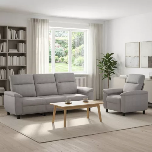 Kanapé Szett 2 pcs Felhőszürke Szövet