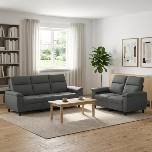 Kanapé Szett 2 pcs Sötétszürke Szövet