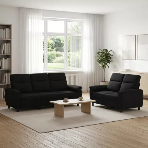 Kanapé Szett 2 pcs Fekete Szövet