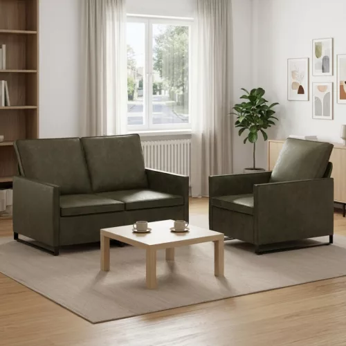 Kanapé Szett 2 pcs Katonai zöld Műsuéd anyag