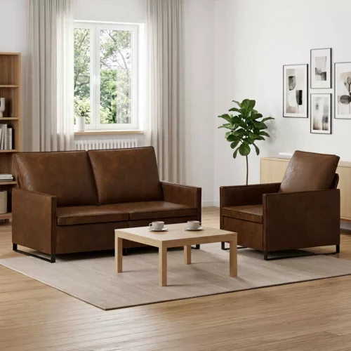 Kanapé Szett 2 pcs Barna Műsuéd anyag