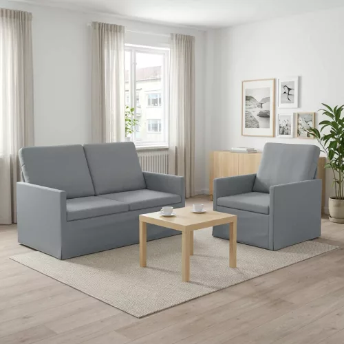 Kanapé Szett 2 pcs Világosszürke Szövet