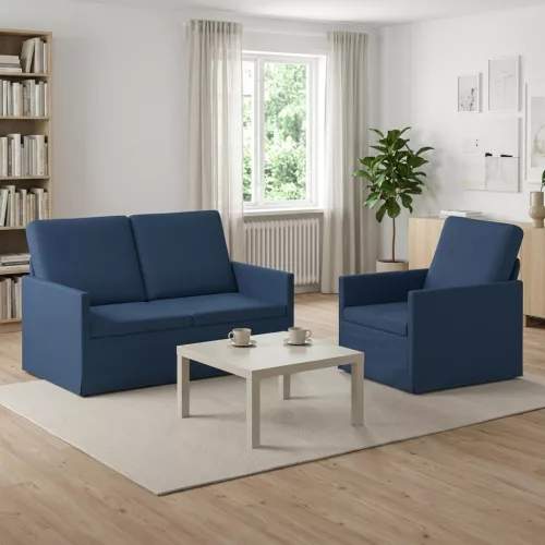 Kanapé Szett 2 pcs Kék Szövet