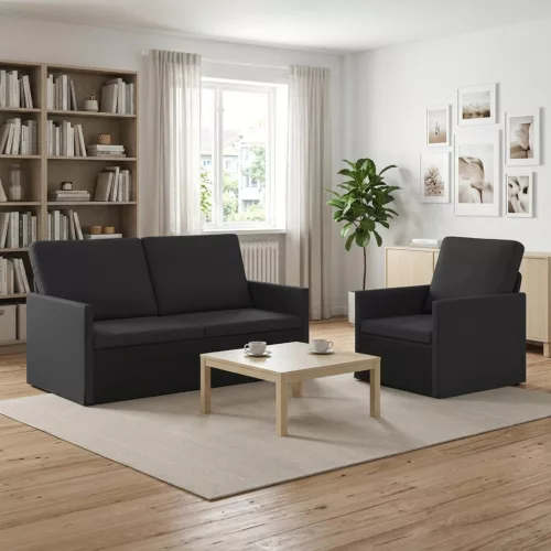 Kanapé Szett 2 pcs Fekete Szövet