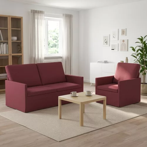 Kanapé Szett 2 pcs Bordó Szövet