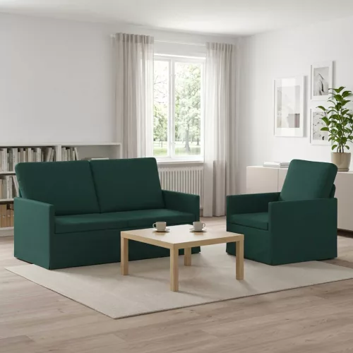 Kanapé Szett 2 pcs Sötétzöld Szövet