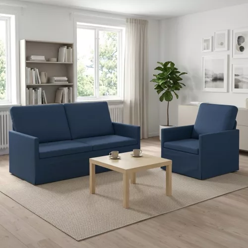 Kanapé Szett 2 pcs Kék Szövet