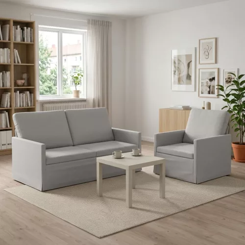 Kanapé Szett 2 pcs Felhőszürke Szövet