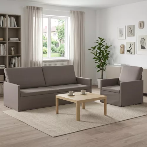 Kanapé Szett 2 pcs Tópszínű Szövet