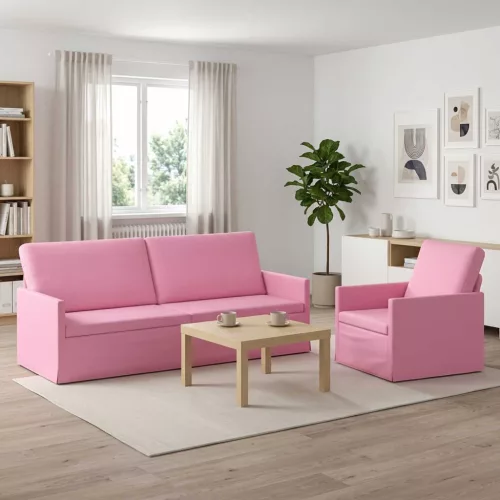 Kanapé Szett 2 pcs Rózsaszín Szövet