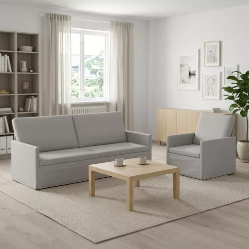 Kanapé Szett 2 pcs Felhőszürke Szövet