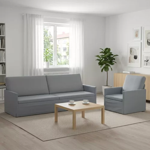 Kanapé Szett 2 pcs Világosszürke Szövet