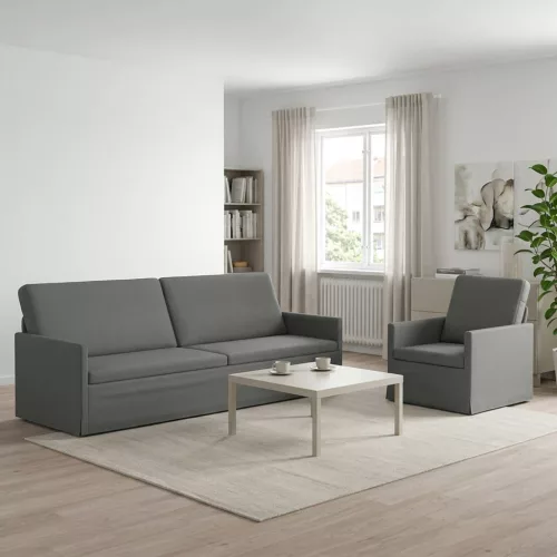 Kanapé Szett 2 pcs Sötétszürke Szövet