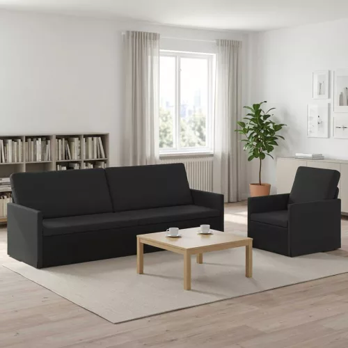 Kanapé Szett 2 pcs Fekete Szövet