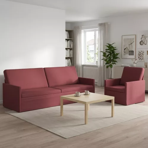Kanapé Szett 2 pcs Bordó Szövet