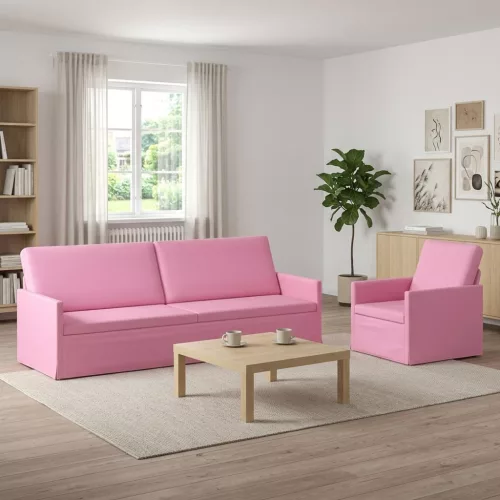 Kanapé Szett 2 pcs Rózsaszín Szövet