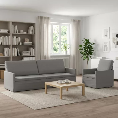 Kanapé Szett 2 pcs Felhőszürke Szövet