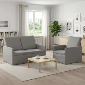 Kanapé Szett 2 pcs Világosszürke Bársony